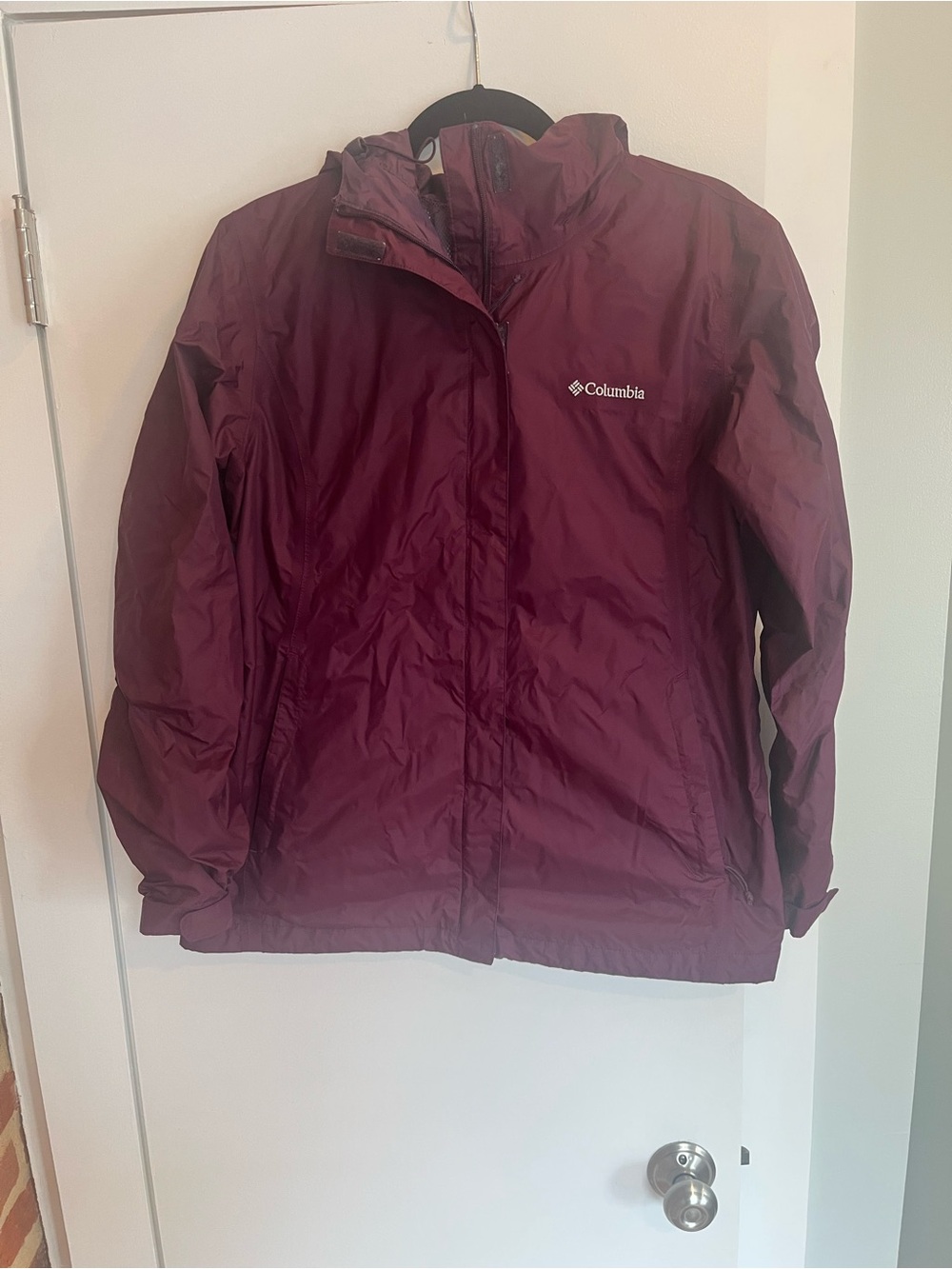 Columbia Maroon Hooded Rain Jacket